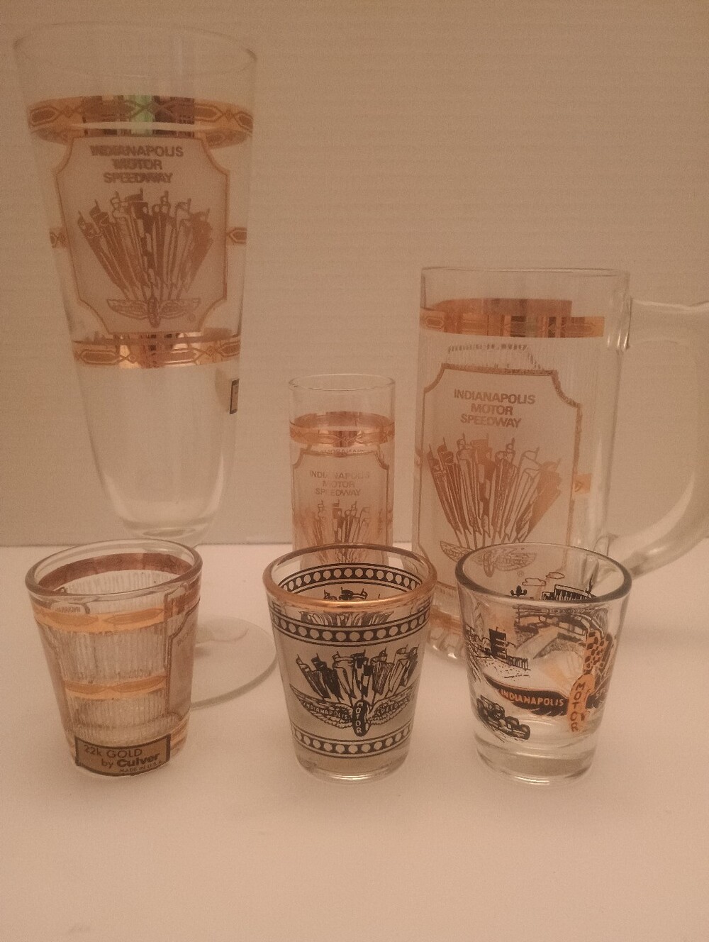 Indianapolis Motor Speedway Gold-Trimmed Glassware Set